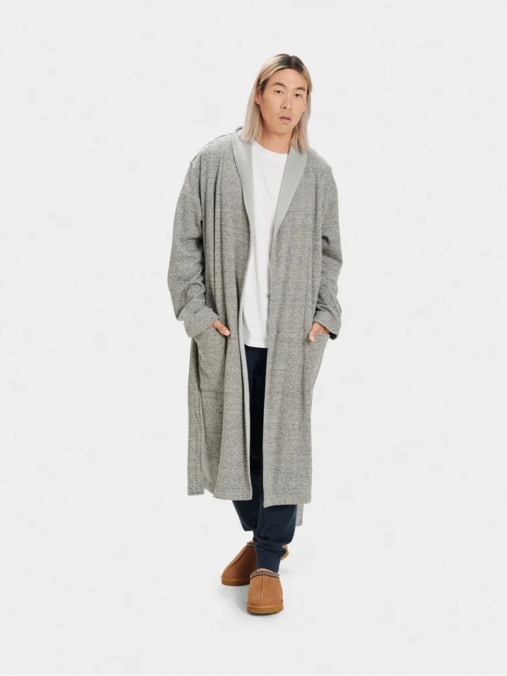 UGG MEN'S ROBINSON LOUNGE ROBE, GREY HEATHER, SIZE L/XL